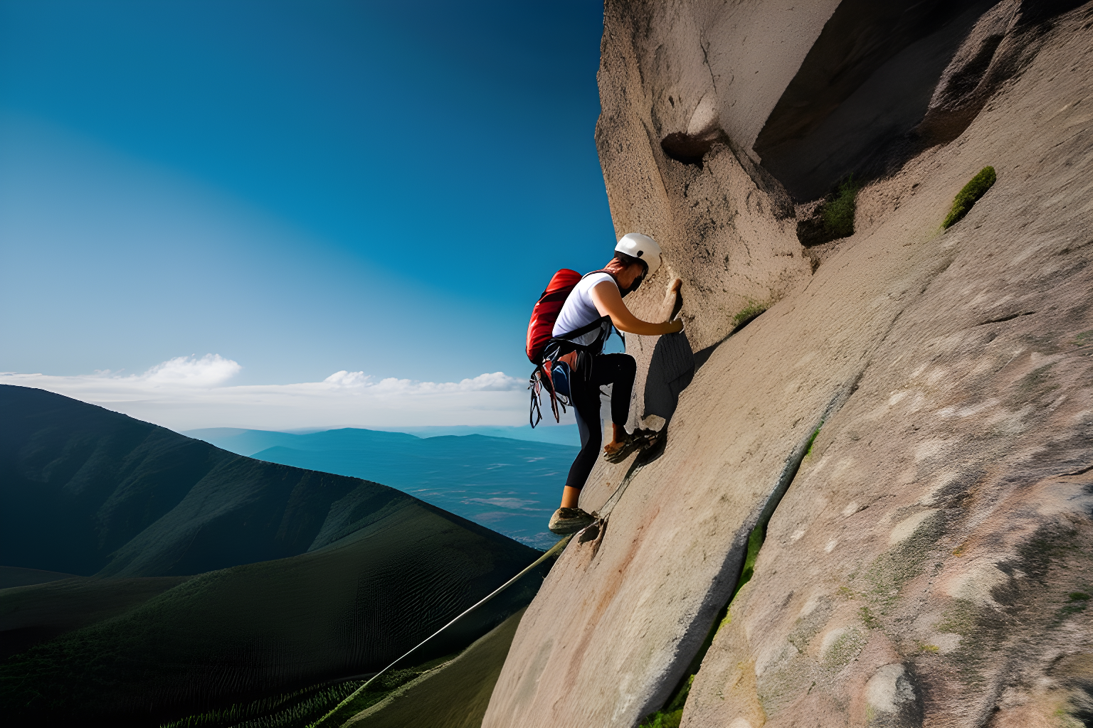 Person climbing rocky mountain, symbolizing overcoming challenges